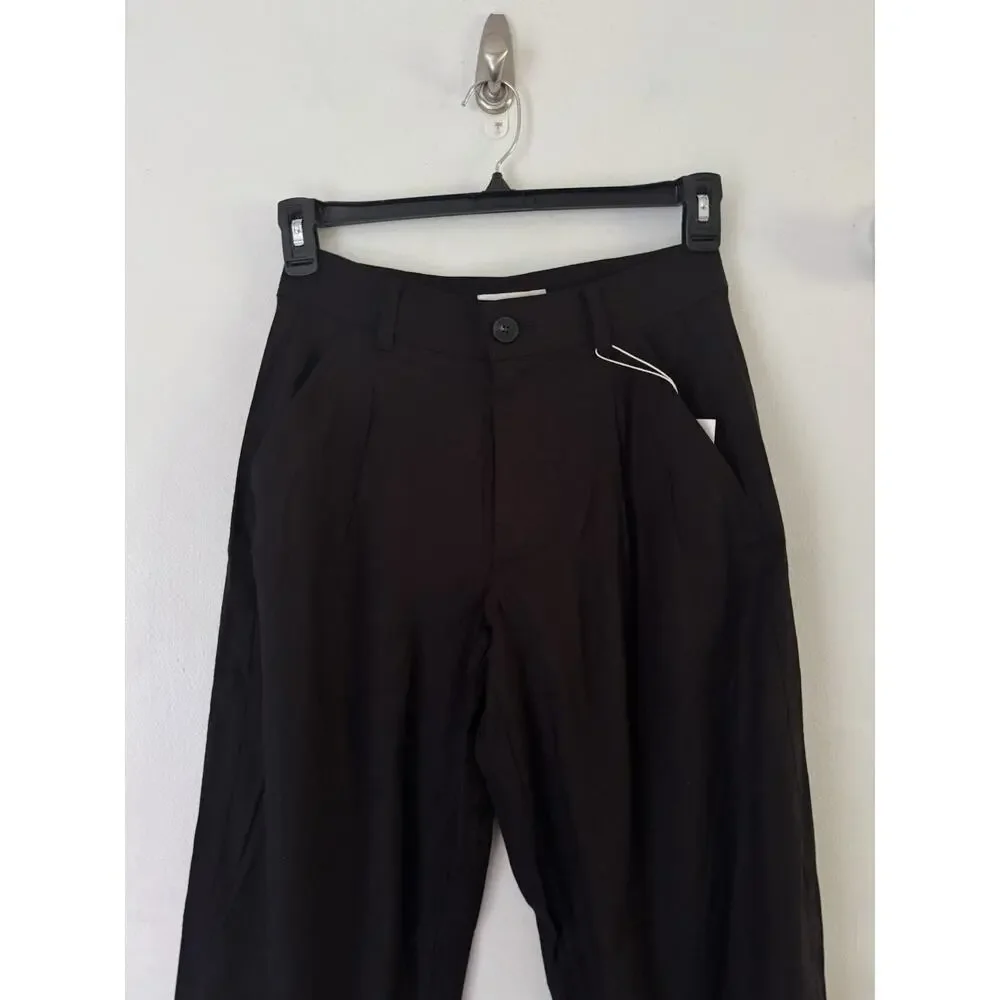 NWT Everlane The Everywhere Pant Barrel Leg Stretch Linen Black Size 4